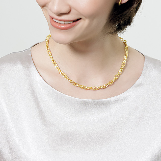 刻みパーツチェーン・ゴールドネックレス