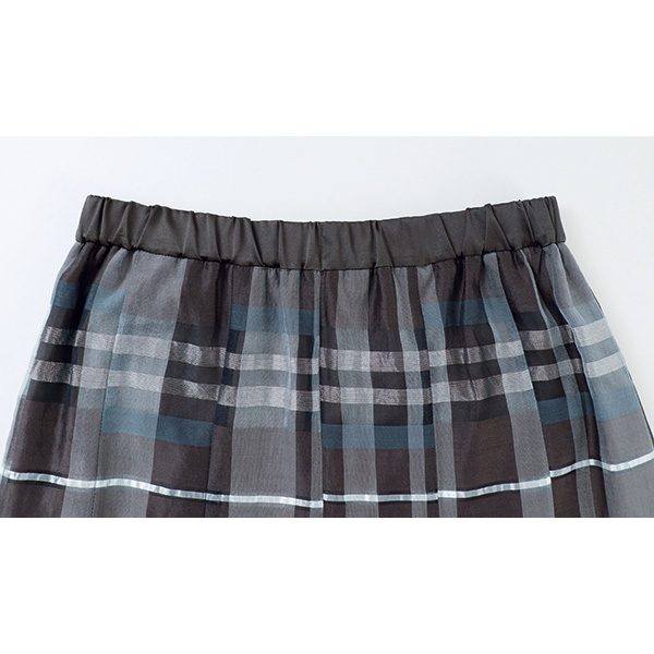 シルク混チェックスカート