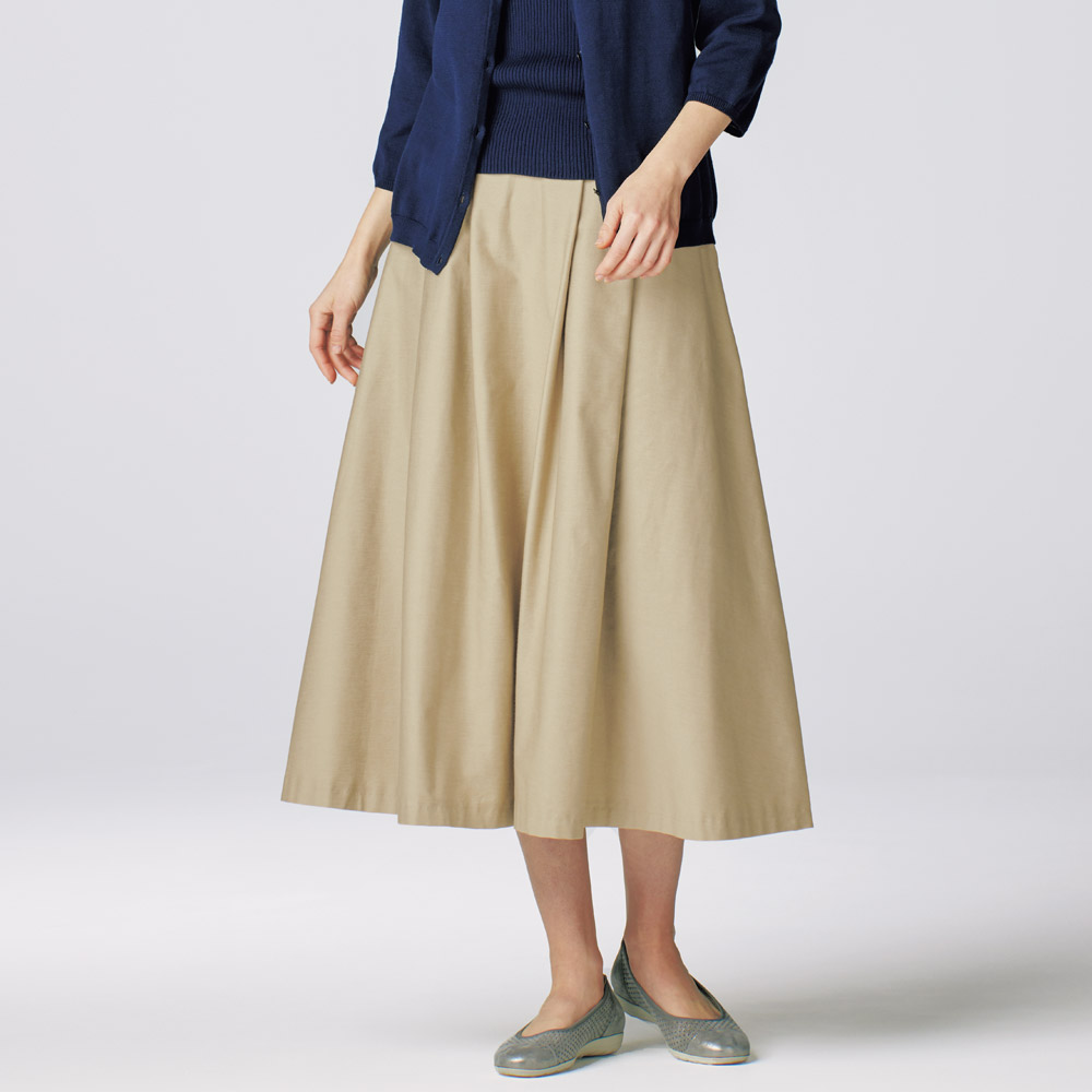 コットン混タックスカート