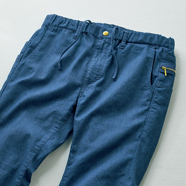 多機能らくあき･清涼綿麻混デニムイージーパンツ
