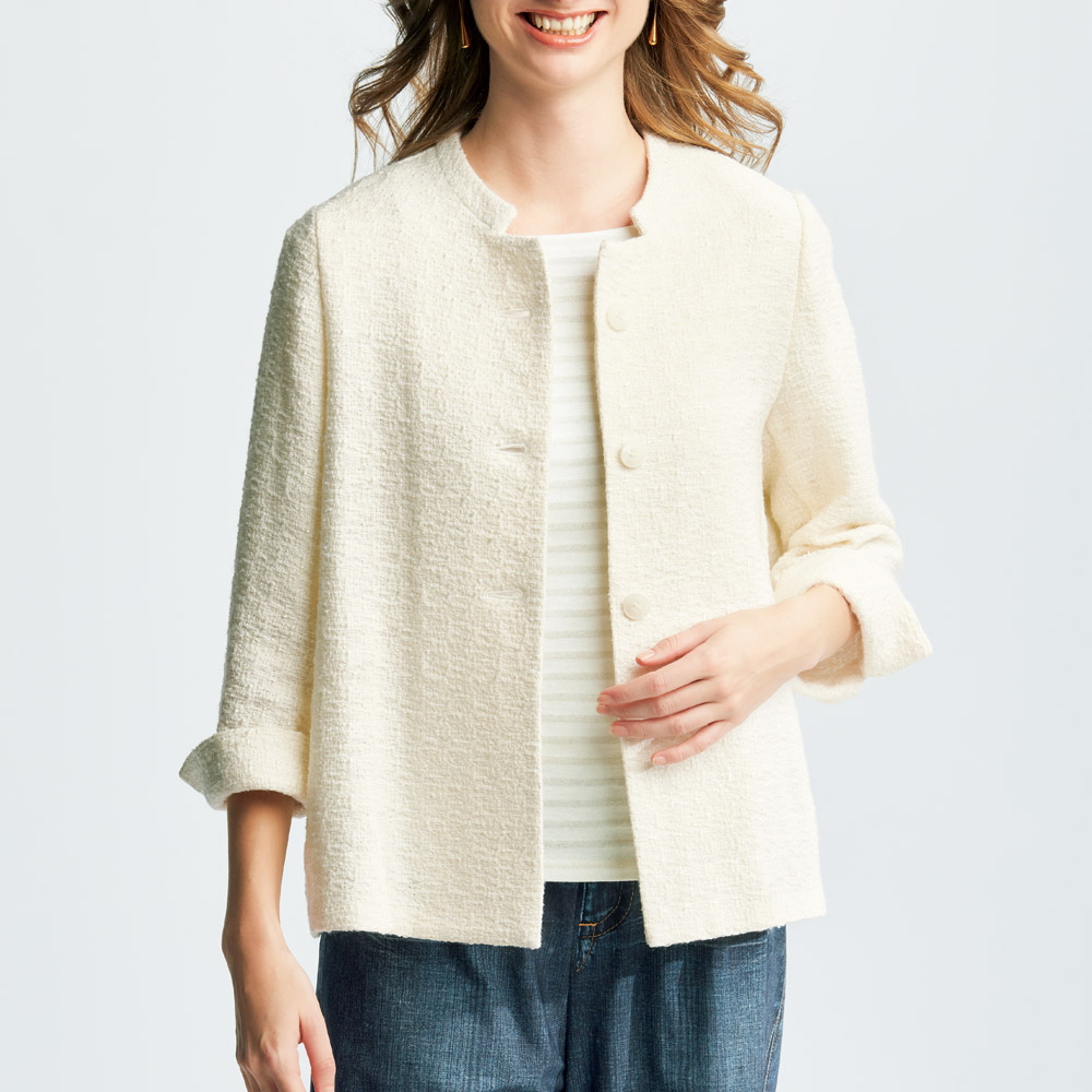 ファンシーツイードスタンドカラージャケット