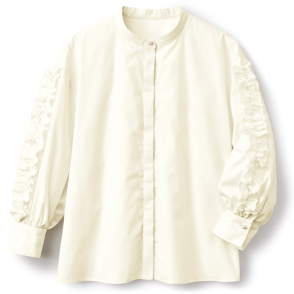 袖フリルブラウス