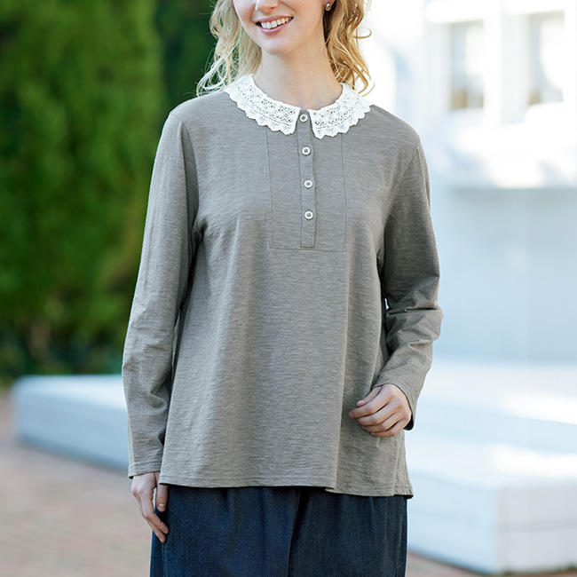 レース襟デザインプルオーバー