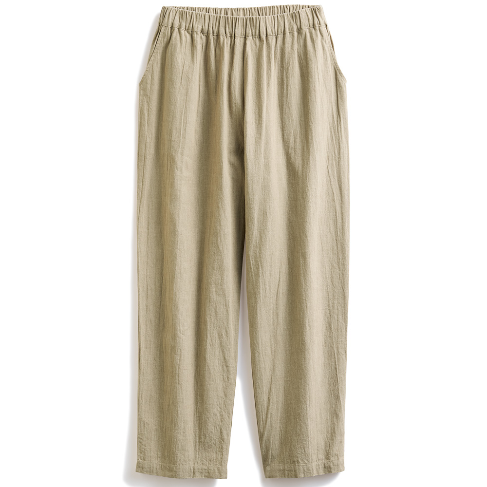 リネンコットンテーパードパンツ