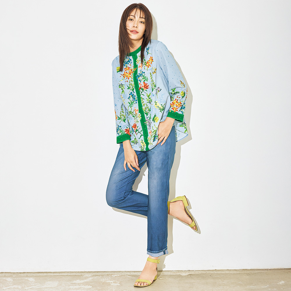 まるでデニム／ぐーんと伸びてラク ストレートシルエットパンツ