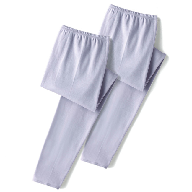 発熱加工コットンのロングパンツ／綿100％（2枚組）