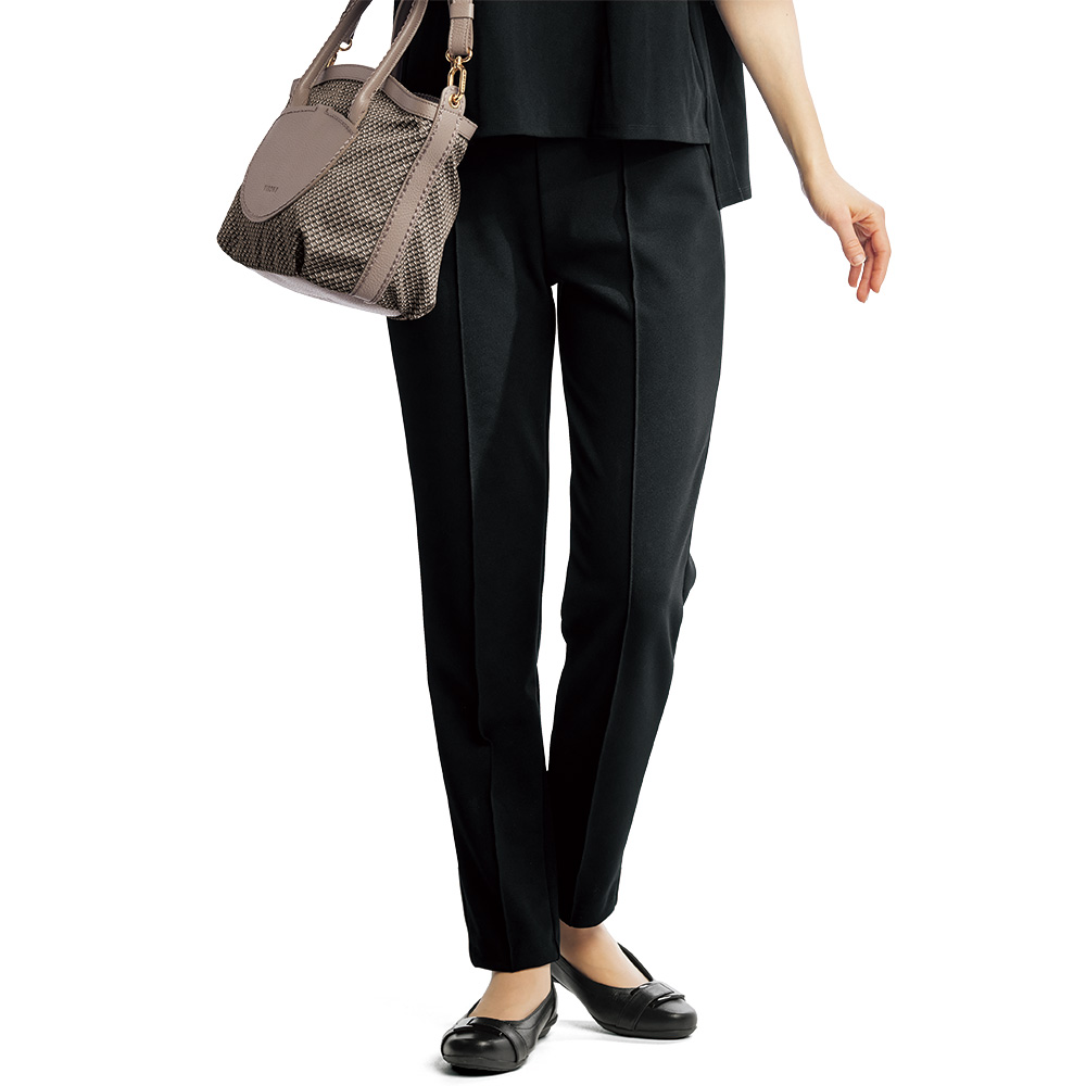 ジョーゼットジャージー･ピンタックテーパードパンツ