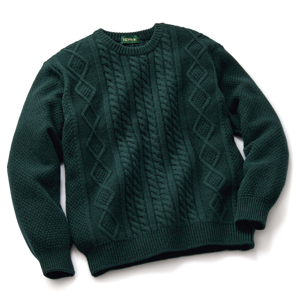 ウールカシミヤ･アランモチーフセーター