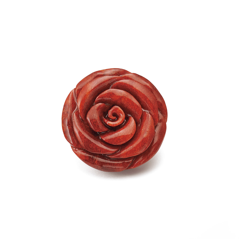 オオイソバナ珊瑚バラ彫りブローチ