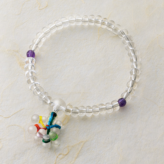 六瓢箪の御守りブレスレット／白水晶仕立て