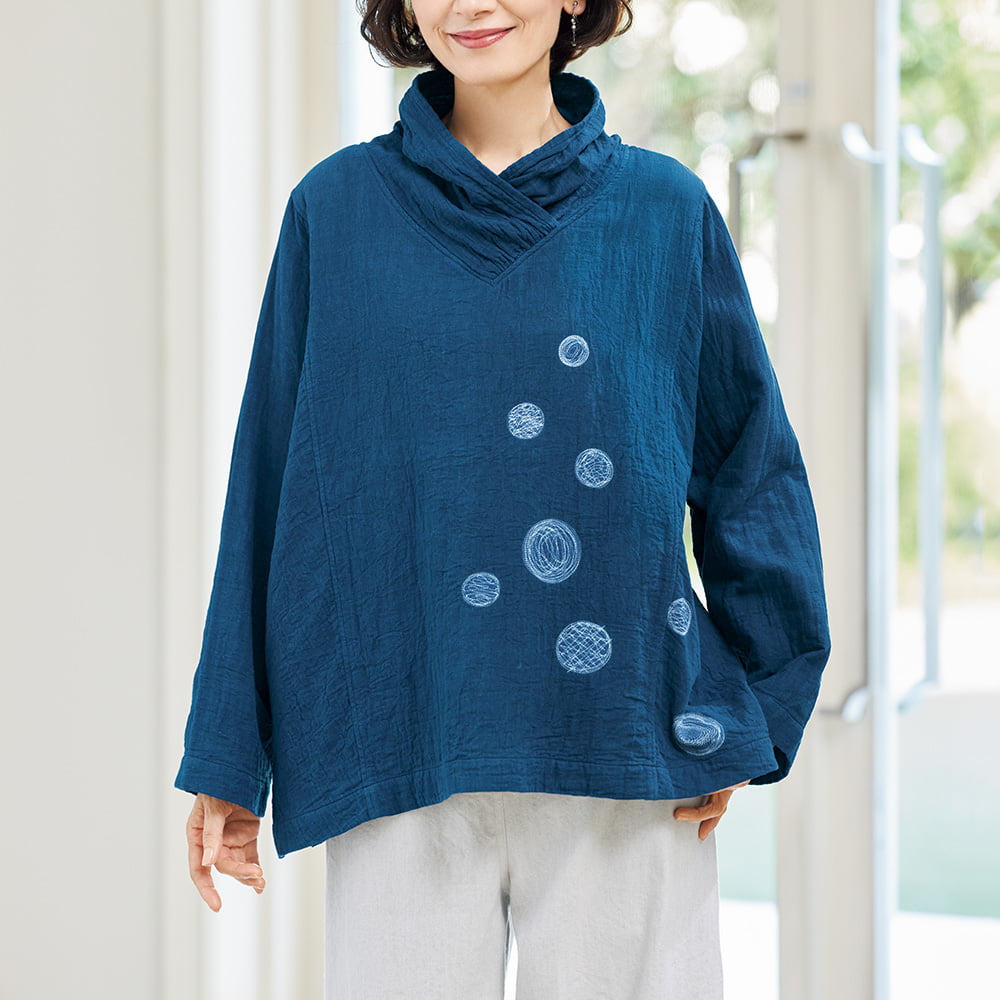 トリプルガーゼ･藍染プルオーバー