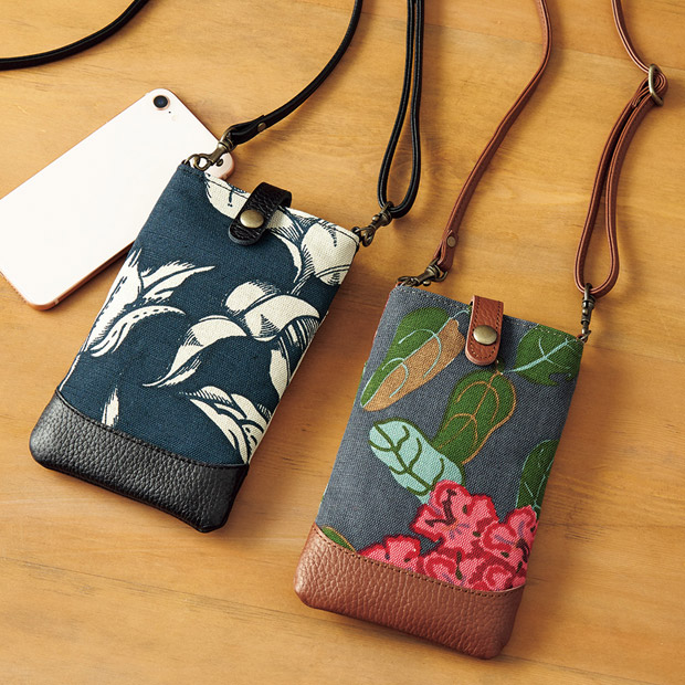ヨブス工房の生地で作ったスマートフォンポーチ