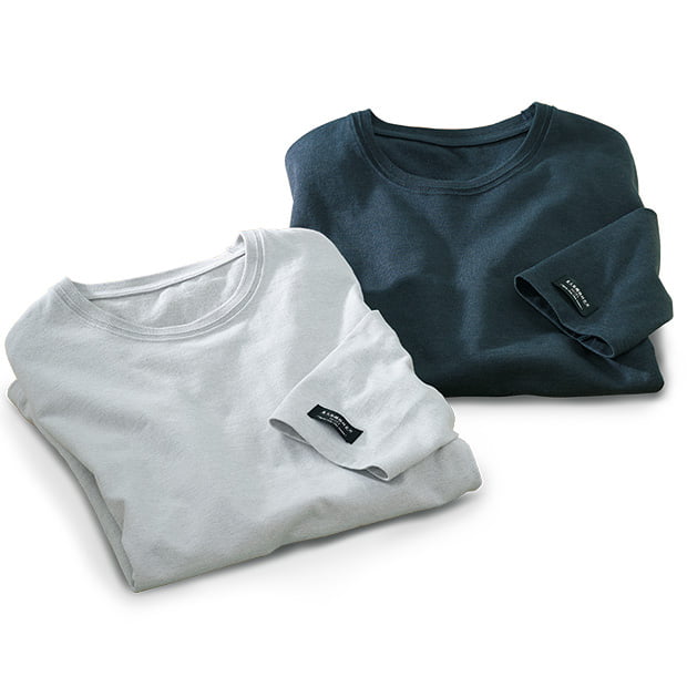 三つ杢超長綿･ゼロトルク撚糸七分袖Tシャツ