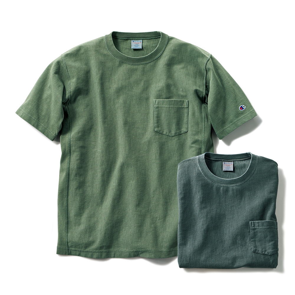 リバースウィーブ･製品染め半袖ポケットTシャツ／2色セット