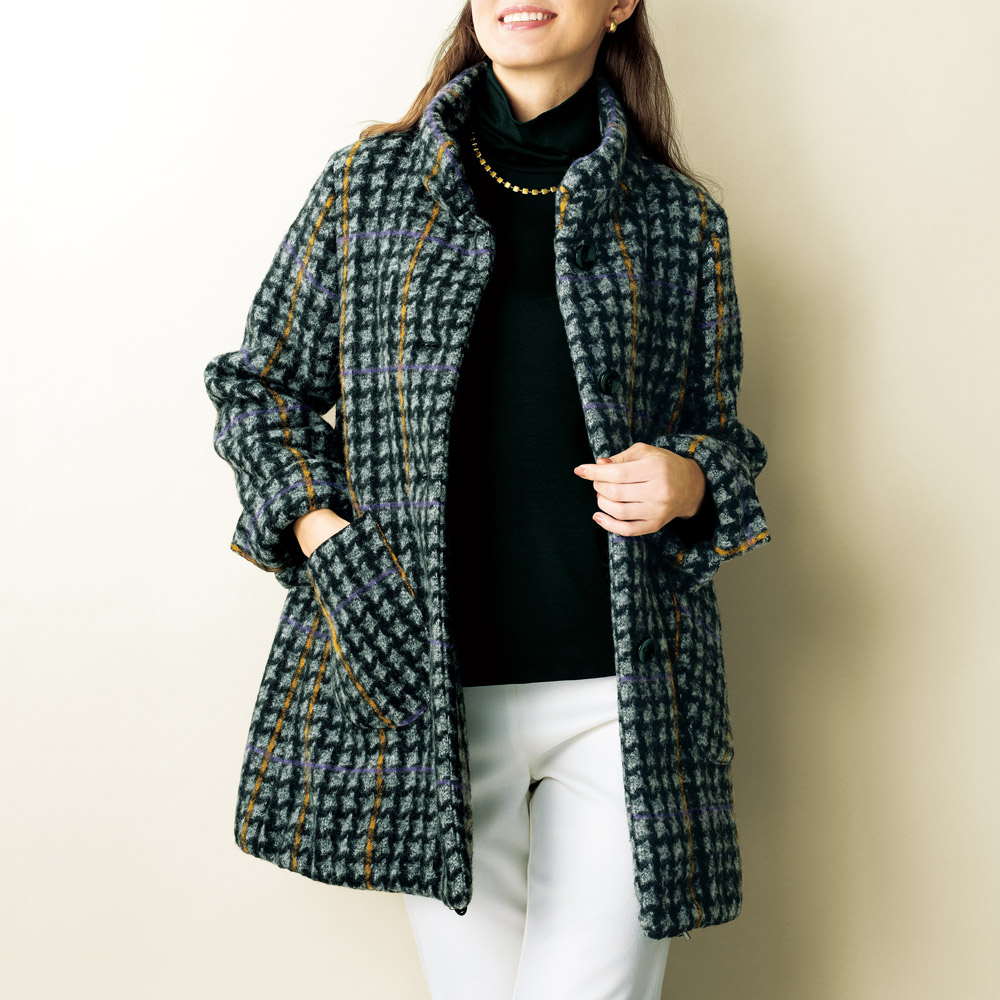 ウール混･中わたコート