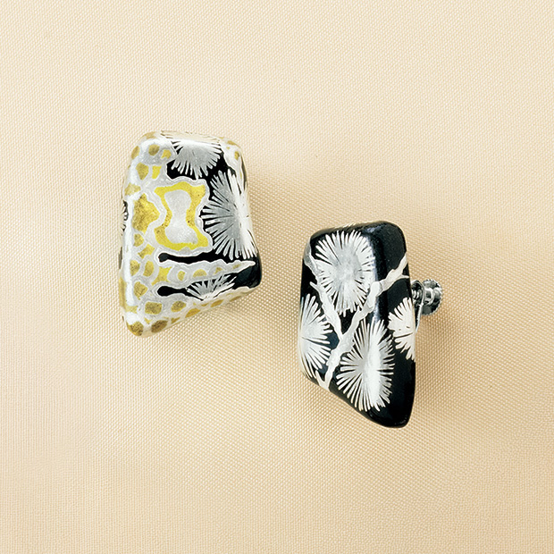 黒絵金銀襴手イヤリング