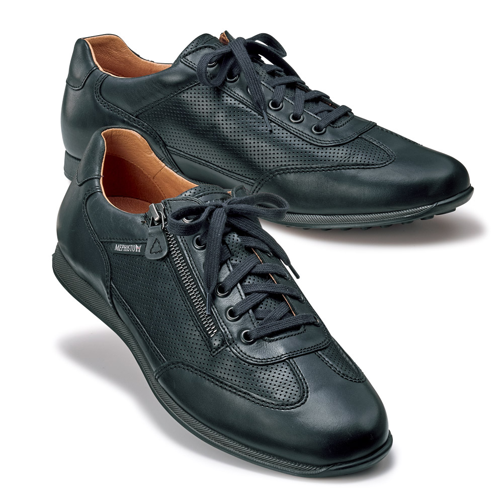 サイドファスナー･パンチングレザースニーカー