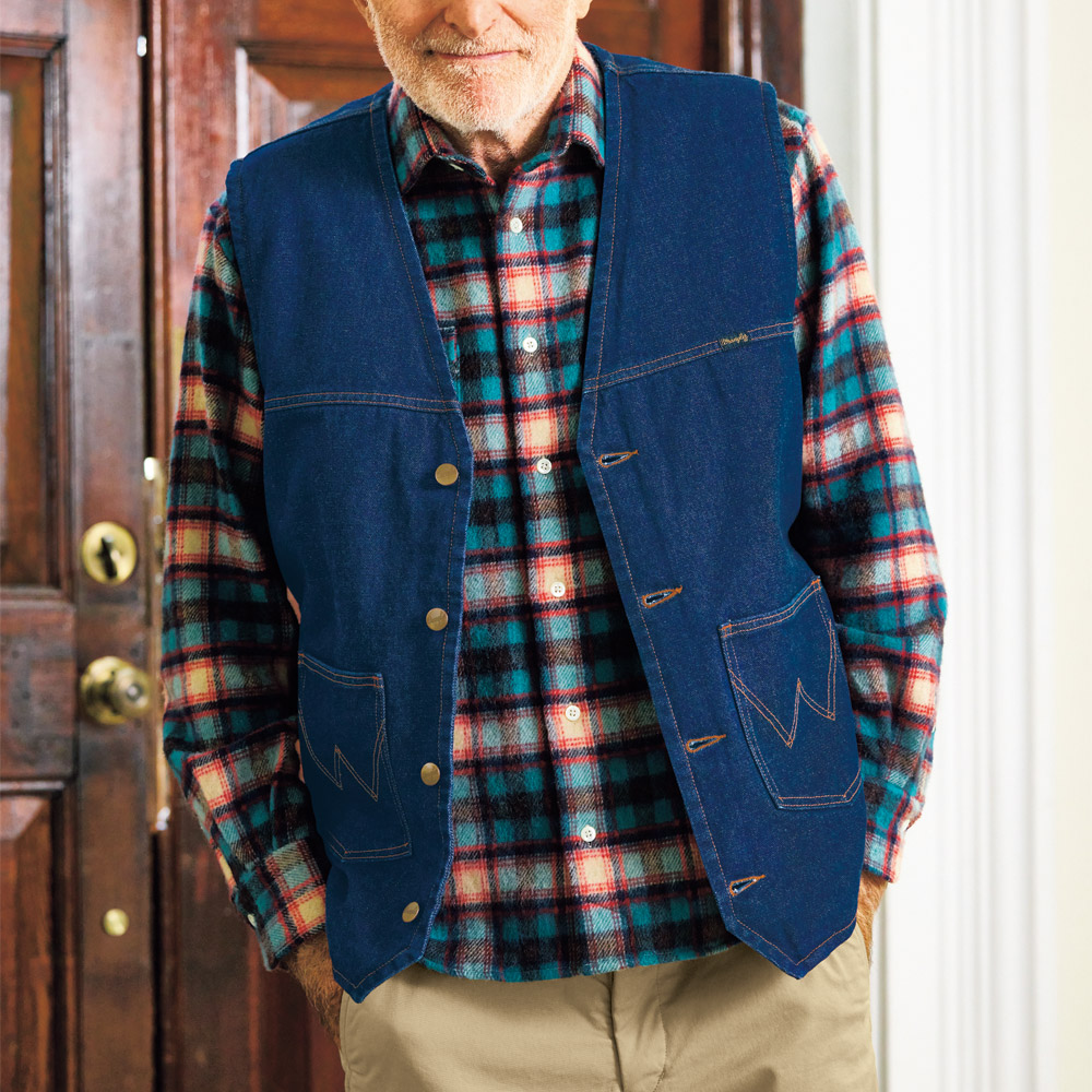 裏ボア･暖かデニムベスト