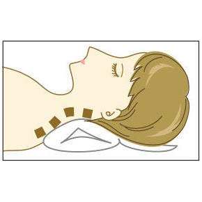 快眠姿勢を誘う首枕（高さ補助クッション付）／綿カバー