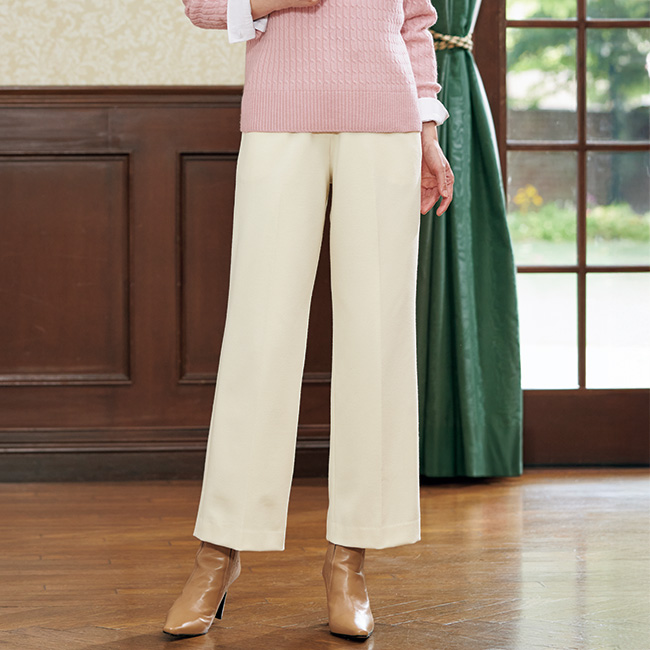 裏地付きワイドストレートパンツ
