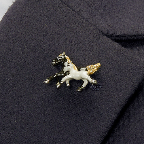 ハンドメイドピンブローチ/馬の親子