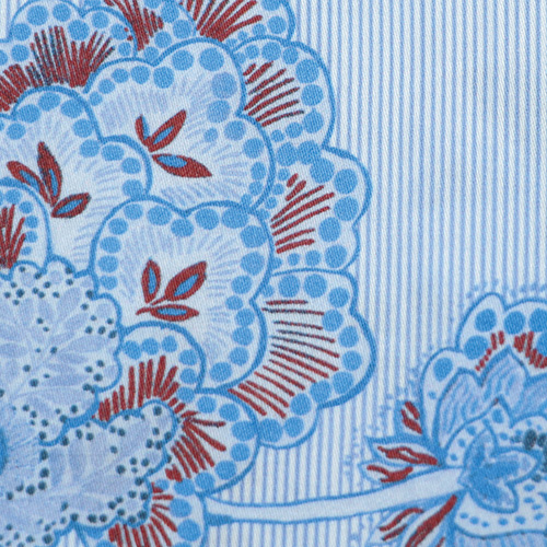 フラワー＆ストライプ柄ワンピース