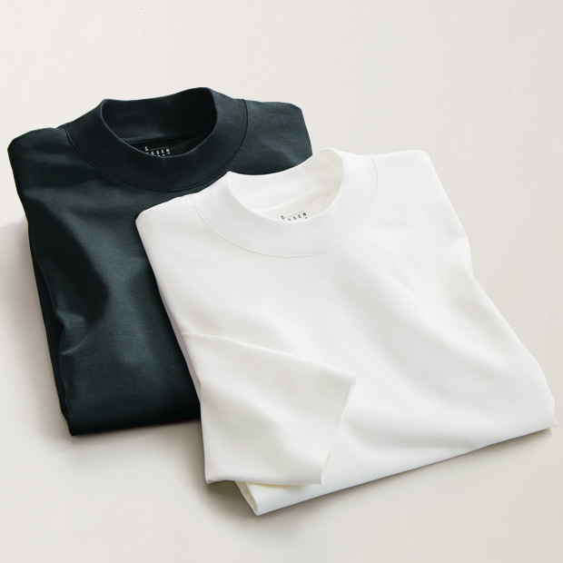 ジャケットに合うドレス仕立ての長袖Tシャツ