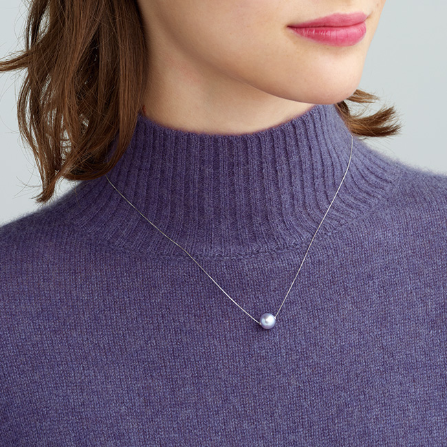 アコヤ無調色ブルーパールスルーネックレス