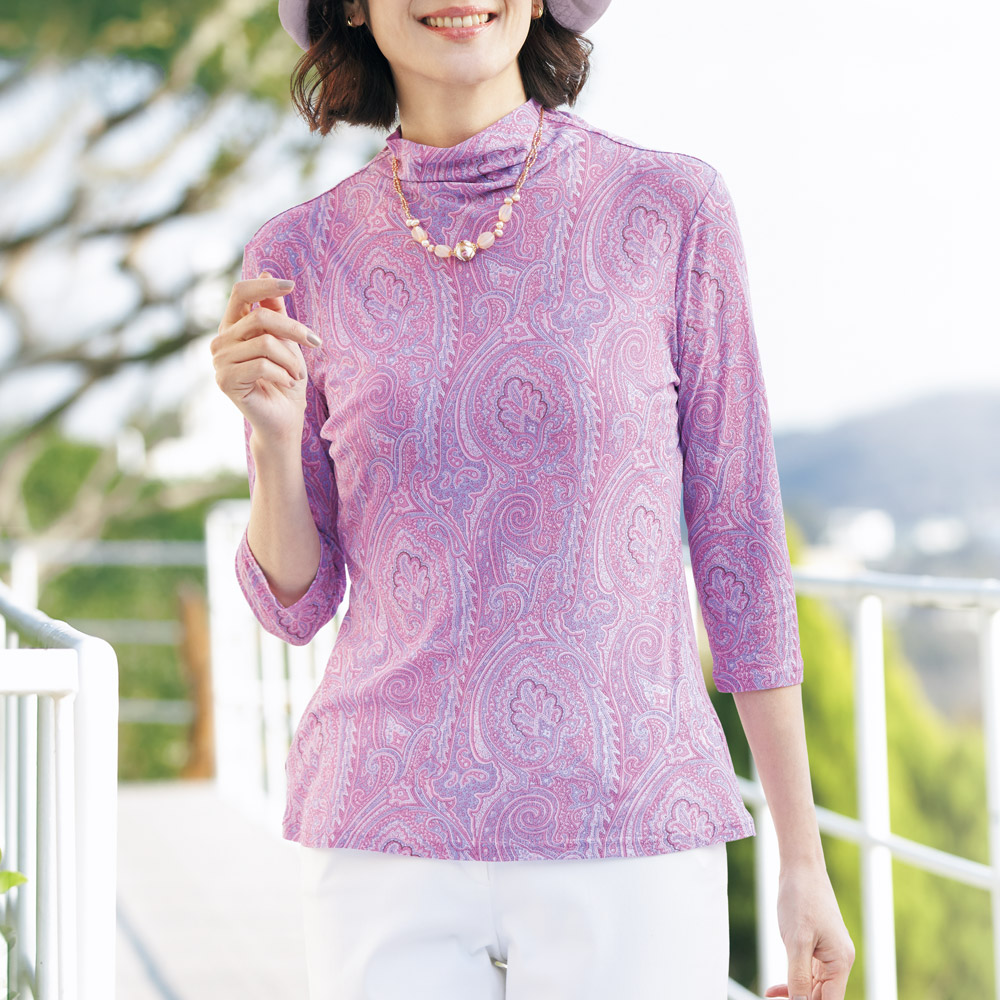 綿シフォン･ペイズリープリントプルオーバー