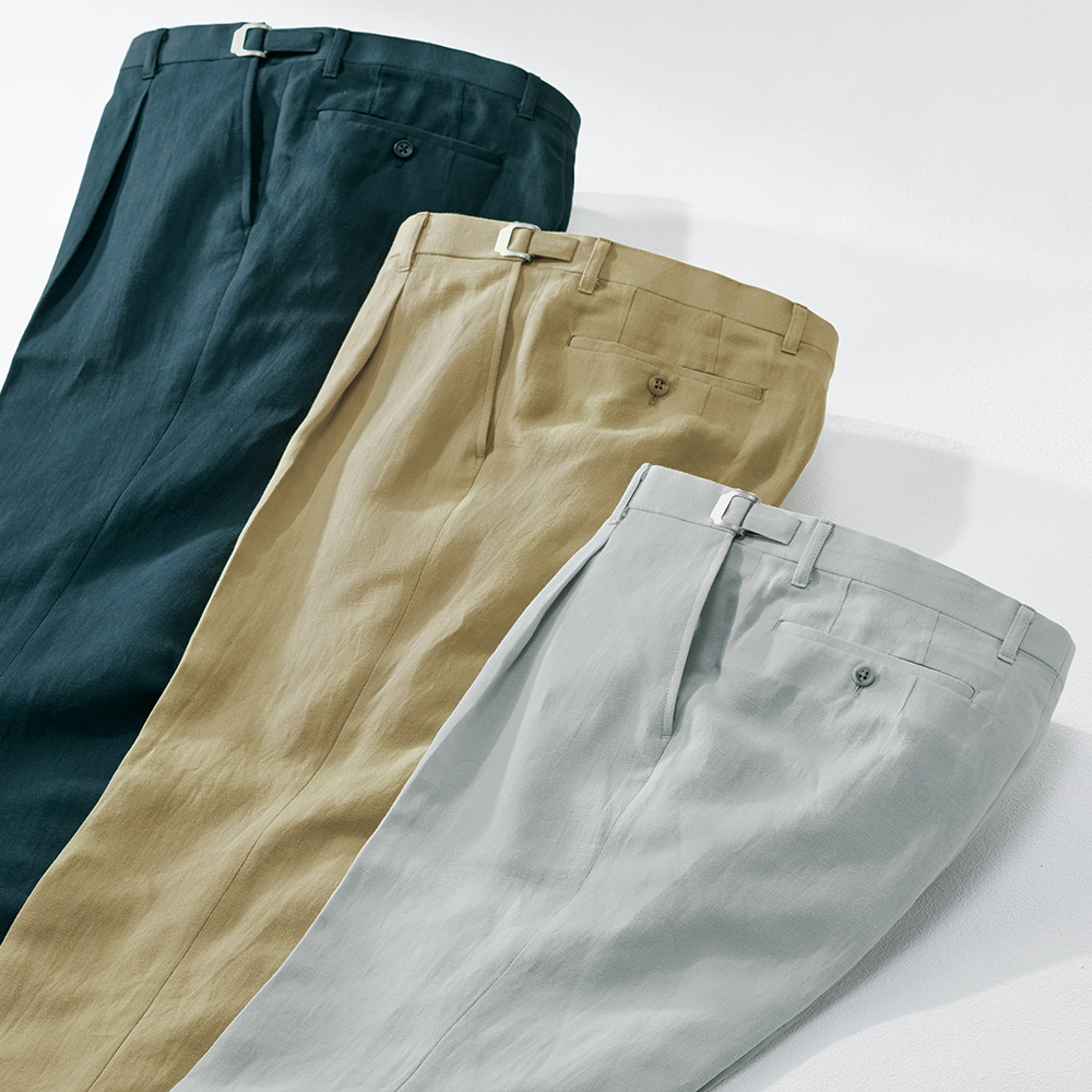 記念企画 接触冷感･吸水速乾麻混ストレッチスラックス