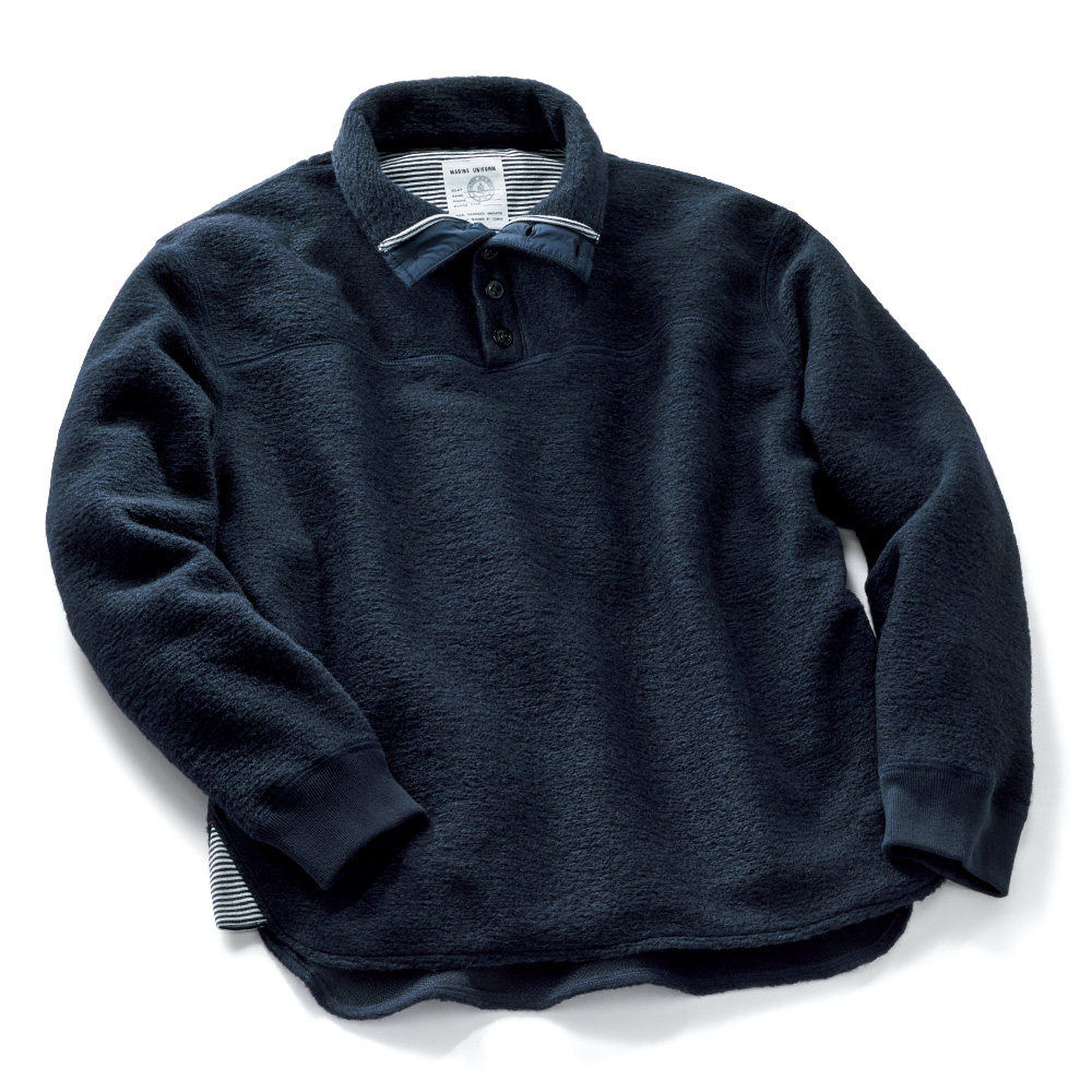 ナッピングフリースボタンフロントプルオーバー