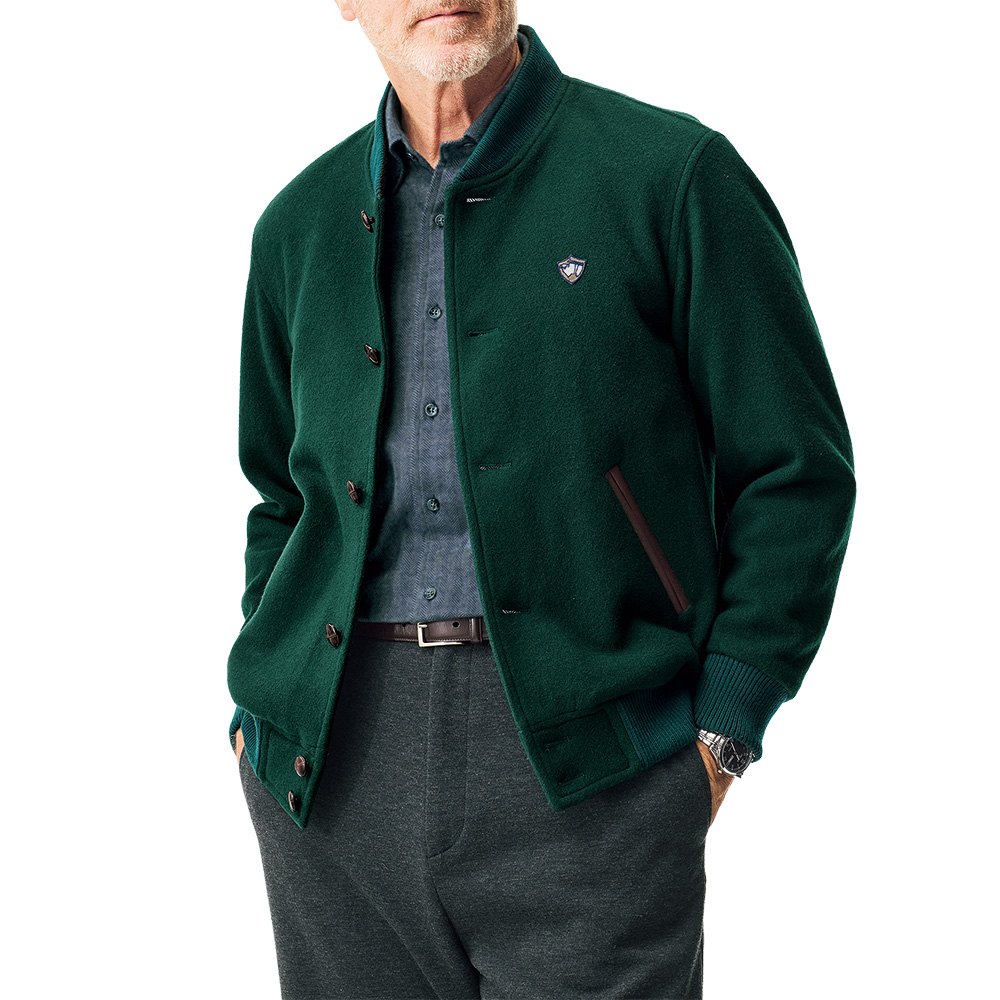 ウール混の大人のスタジアムジャンパー