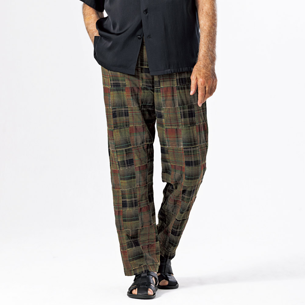 墨染めマドラスチェック･パッチワークパンツ