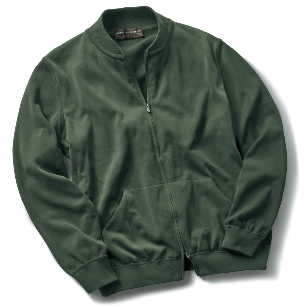 コットンジップアップニットブルゾン