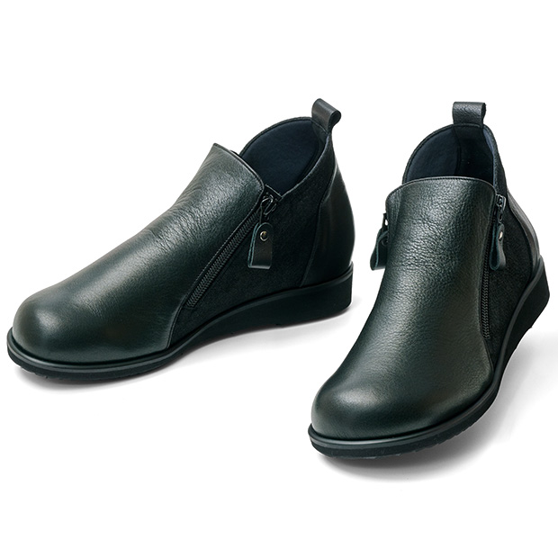 異素材使い両サイドファスナーブーツ