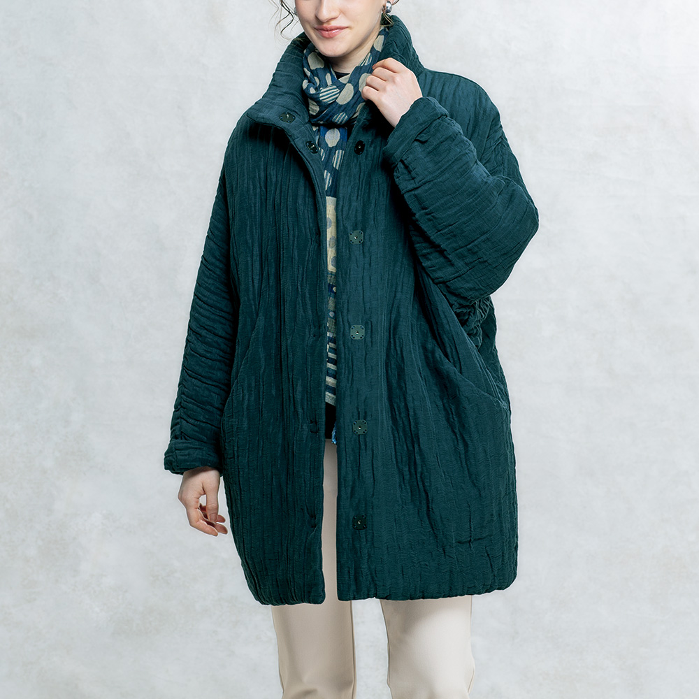 リネンシルクの中わたコート