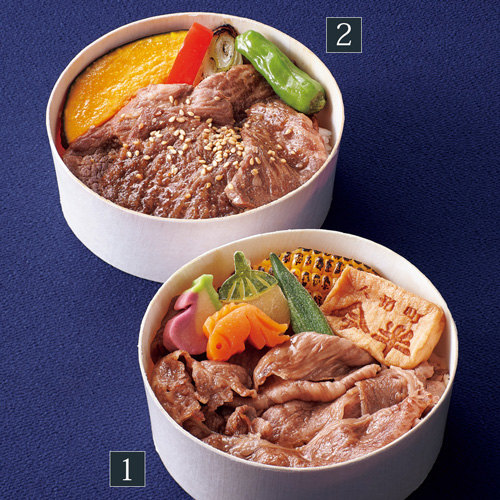 1.季節の御膳:夏のすき焼御膳、2.肉御膳:焼肉御膳