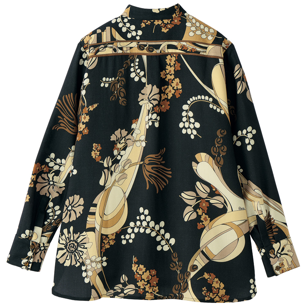 スタンド襟ウールブラウスジャケット