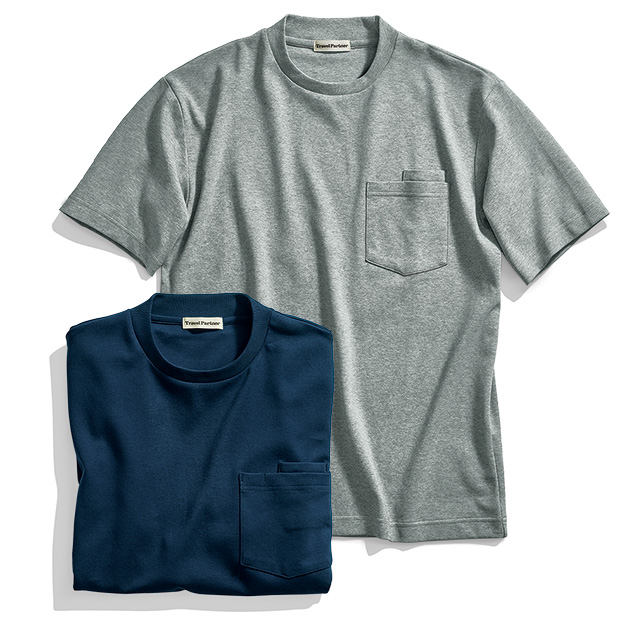 シルケットスムース･スロープネックTシャツ／2色セット