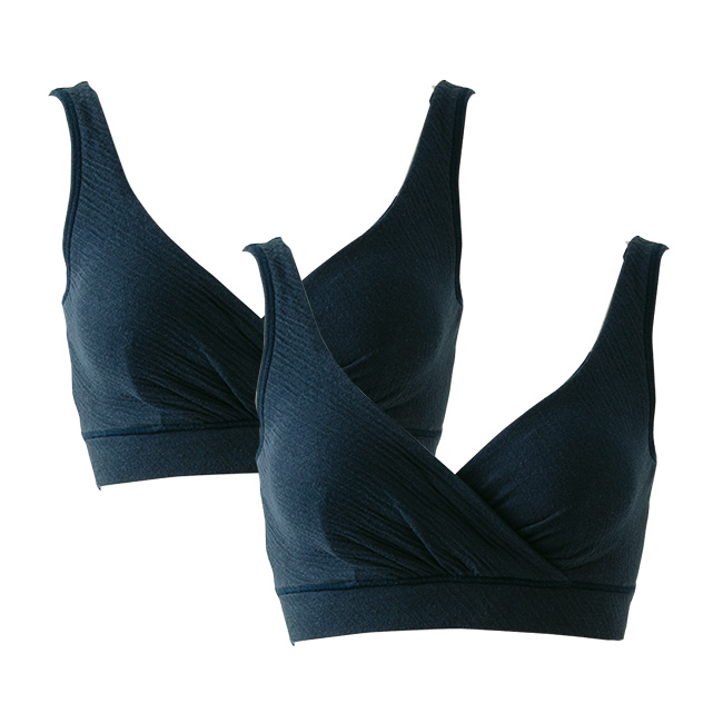 綿100％エアリーガーゼ カップ付カシュクールブラ2枚セット