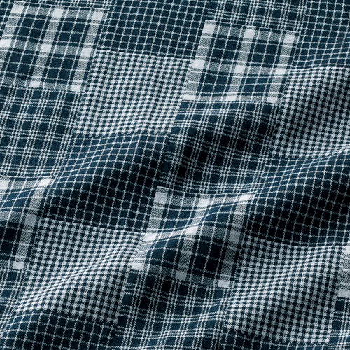 パッチワーク風二重織り七分袖B.D.シャツ