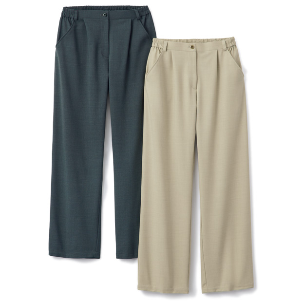 洗えるウール混ストレッチストレートパンツ
