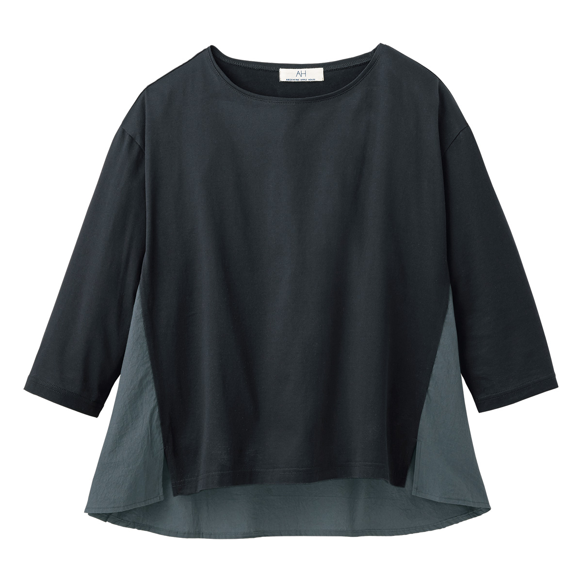 布帛使いのデザインTシャツ／七分袖