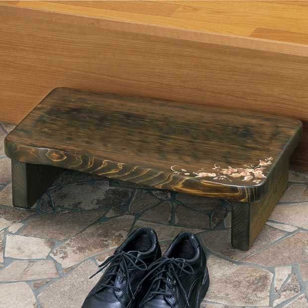 手描き絵付･霧島無垢桧玄関台