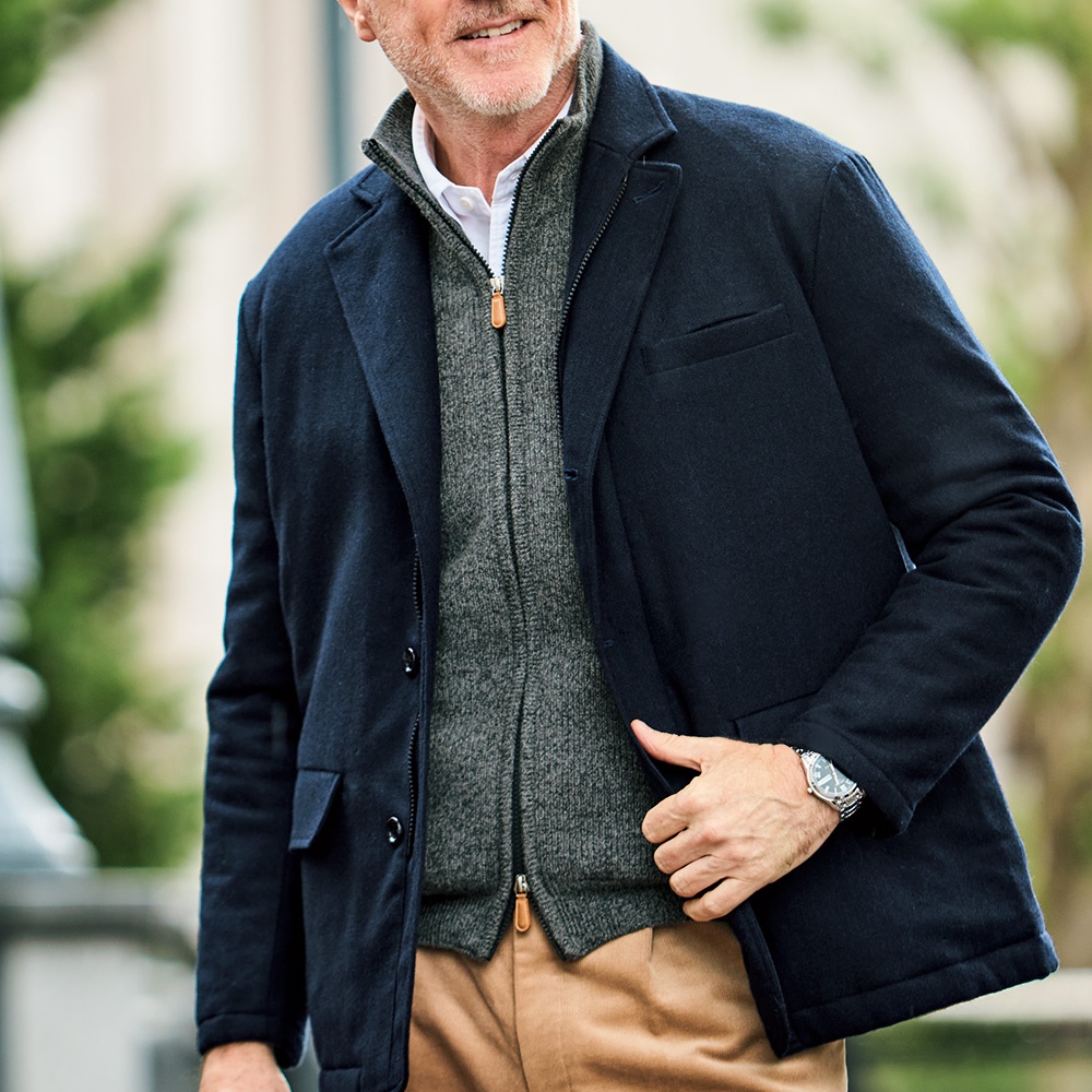 杢糸ウールニット･中わた入りベスト