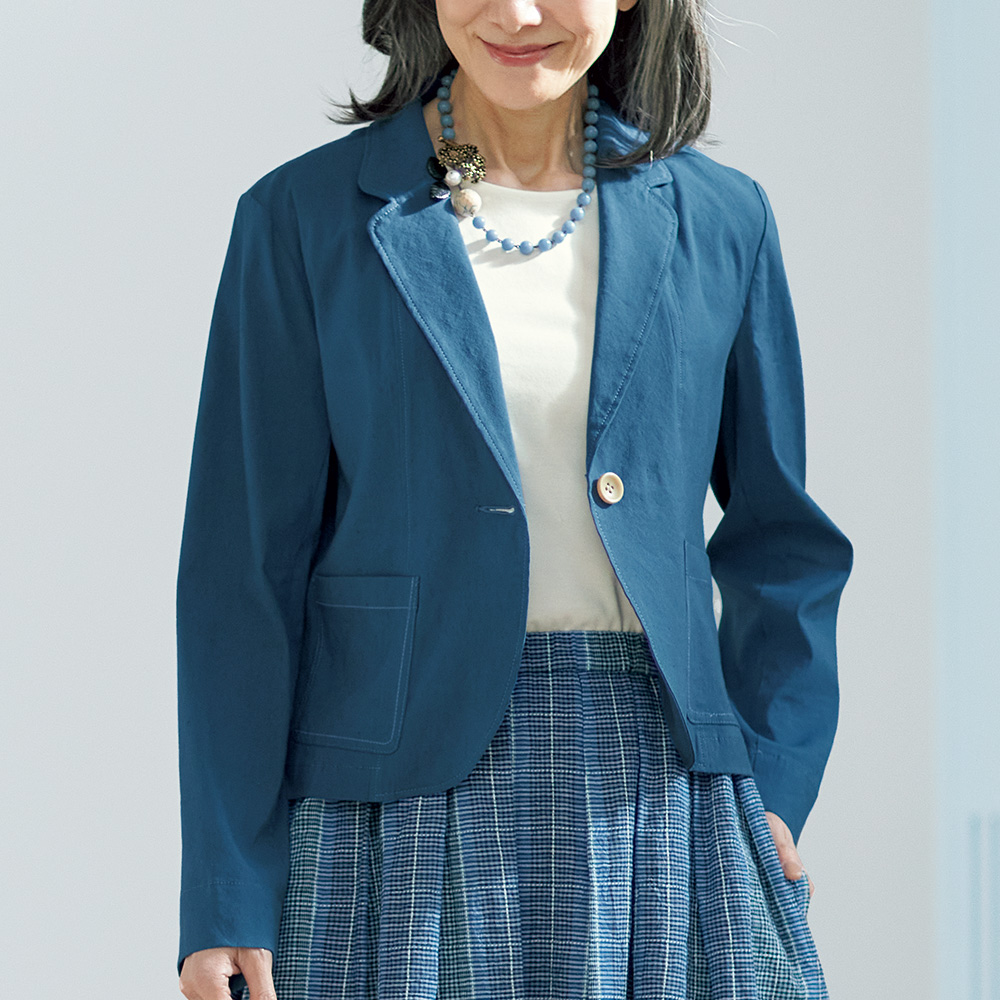 麻混ストレッチジャケット