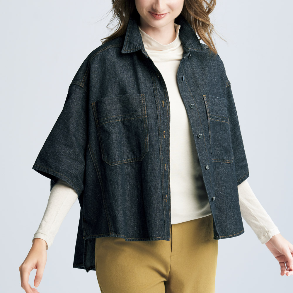 コットンリネンデニムシャツ