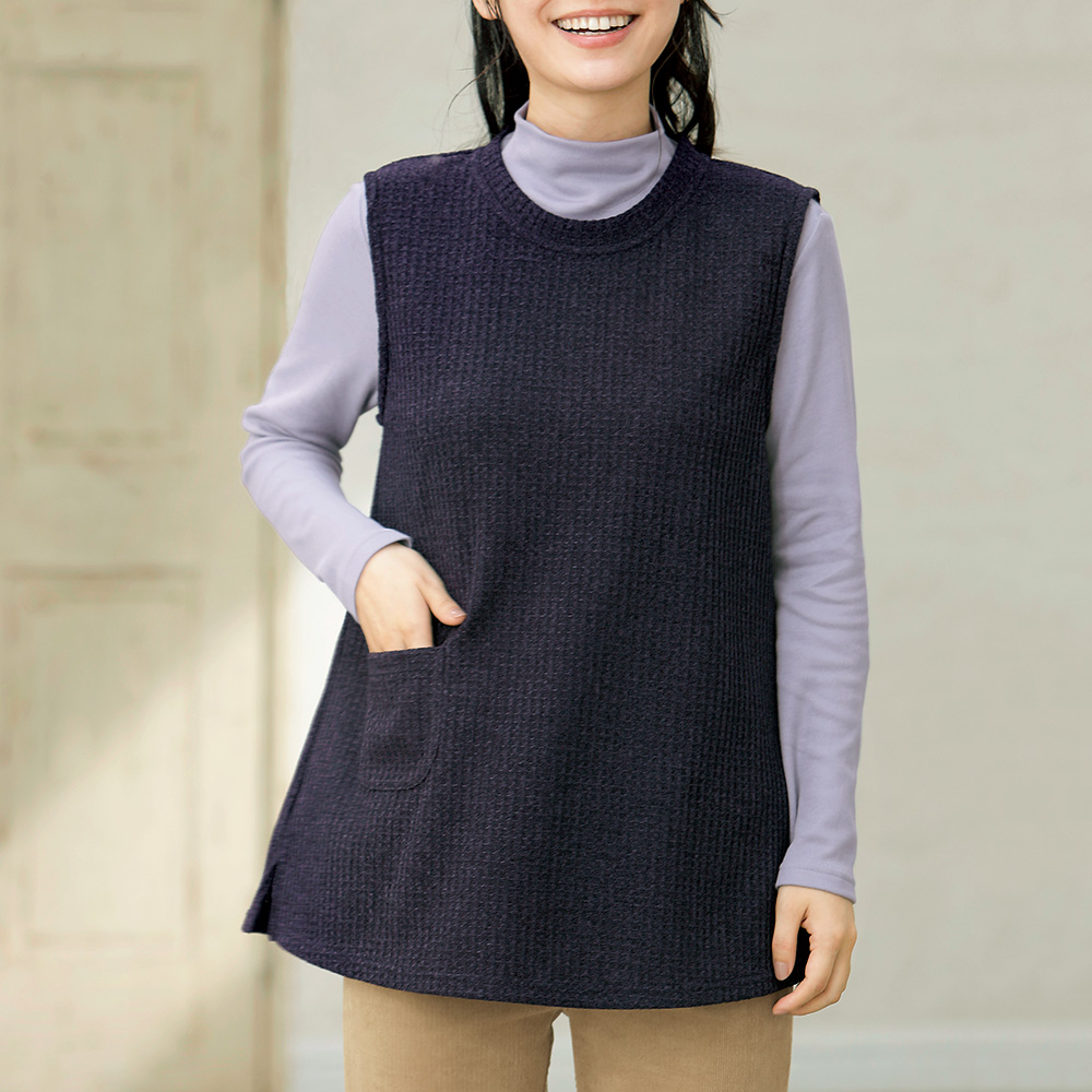 暖か素材のベスト/綿ガーゼインナー付き