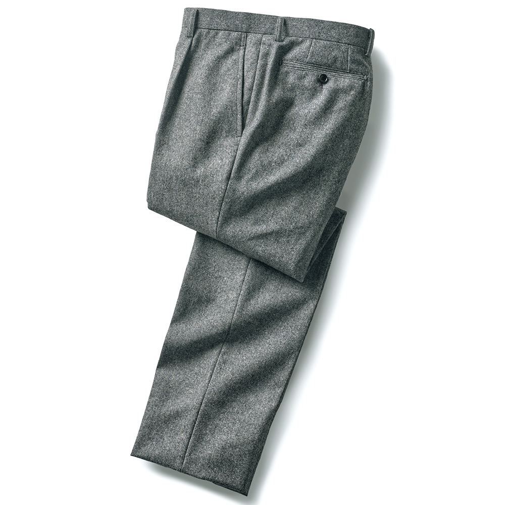 洗えるウール混ツイードワンタックスラックス