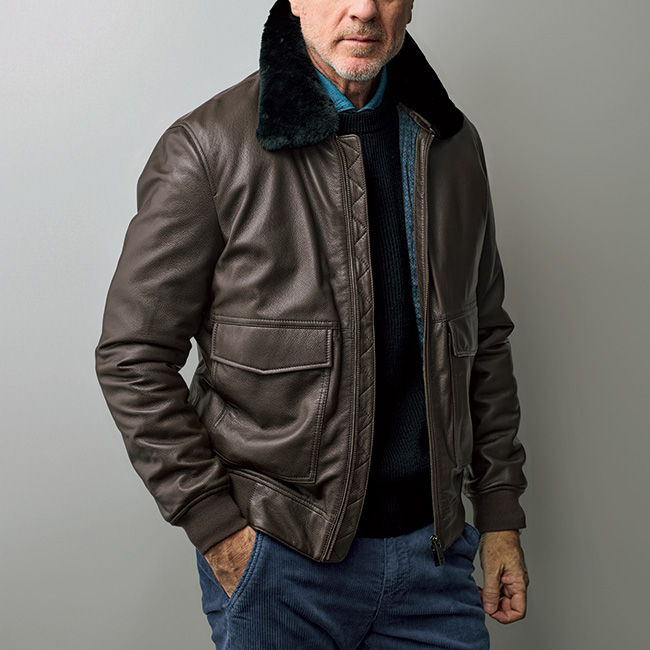 ムートン襟･ラムナッパレザージャケット